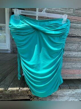 Jantzen Turquoise Strapless Ruched Swim Dress Size 14